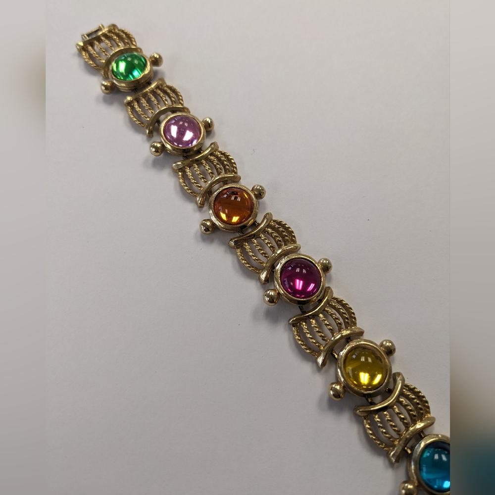 VTG COLORFUL JELLY BRACELET WITH GOLD ACCENTS - Picture 6 of 15